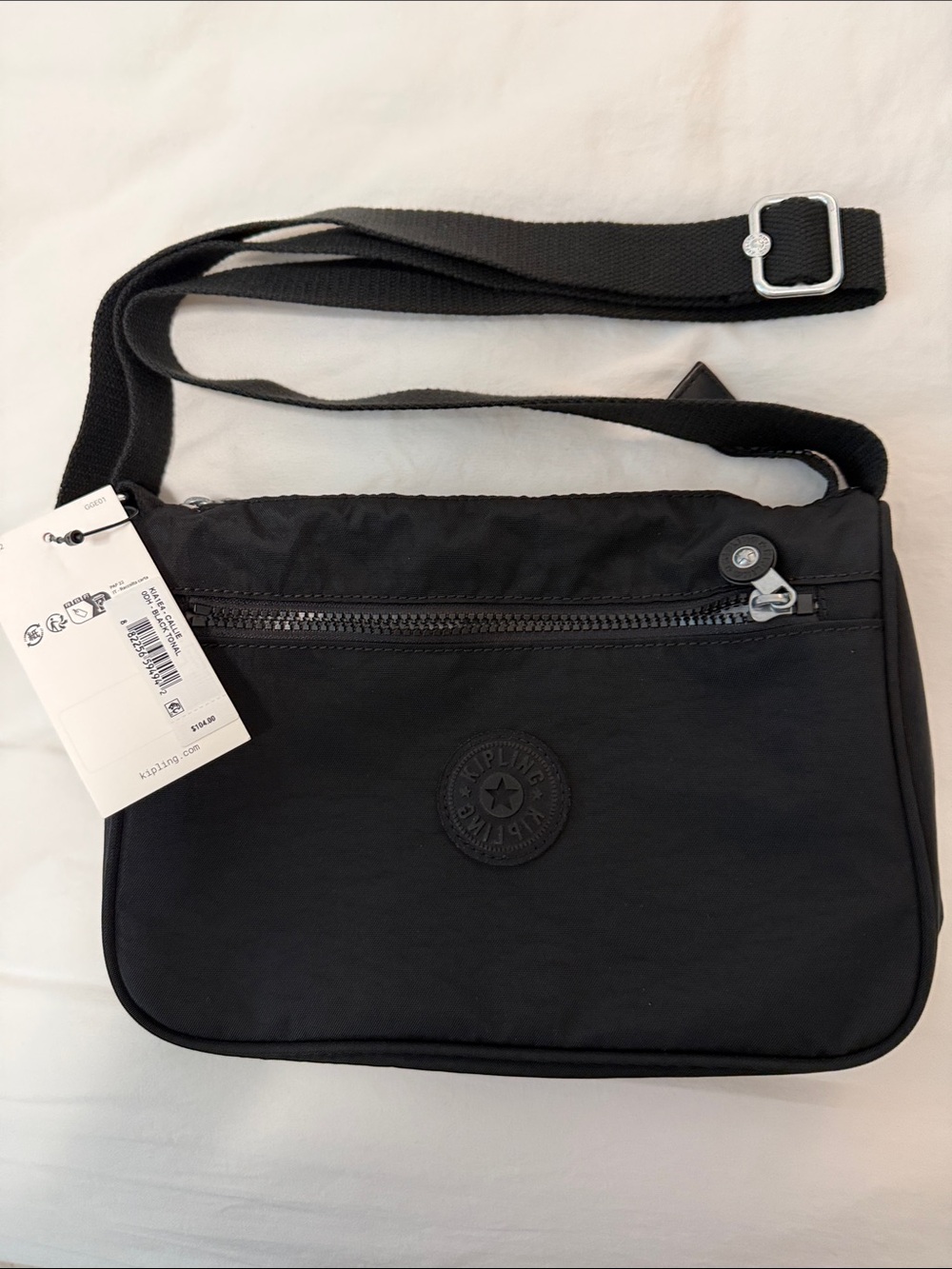 Kipling CALLIE Black Nylon Messenger Bag with Adjustable Strap